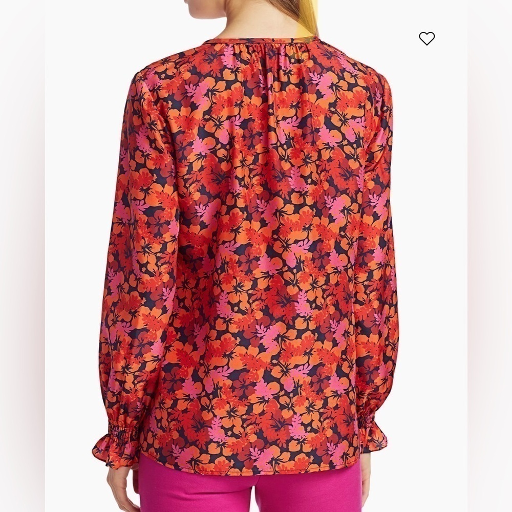 Derek Lam 10 Crosby Aria Floral Tassels Tie Blouse Lightweight Boho Multi Sz 2 - Picture 2 of 12